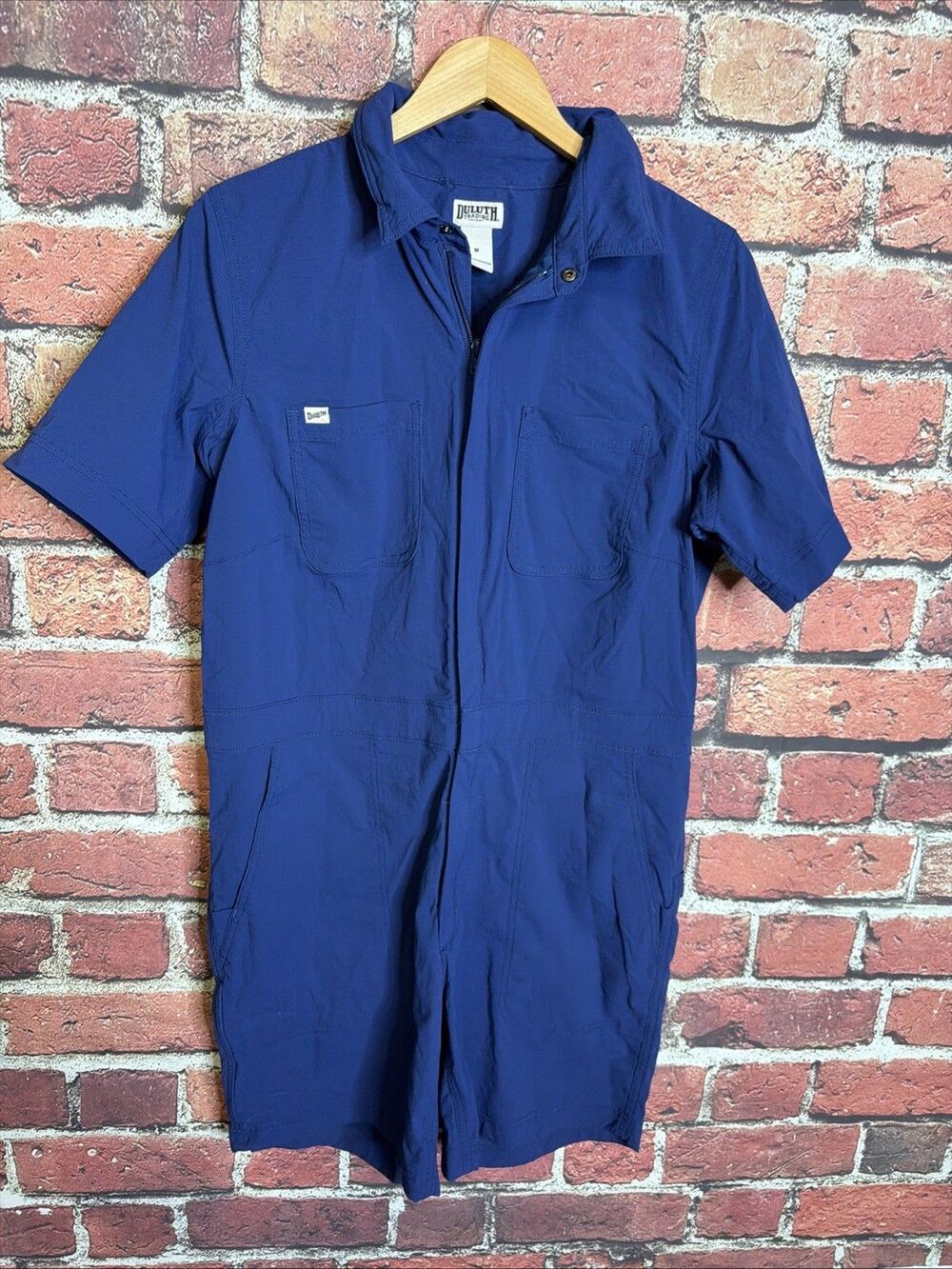 Duluth Trading Heirloom Gardening Short Coveralls Womens M Blue Romper 60779